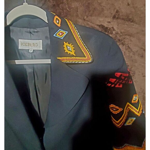 Vintage Iceberg Made In Italy Blazer Jacket Black Small 42 - Picture 3 of 7